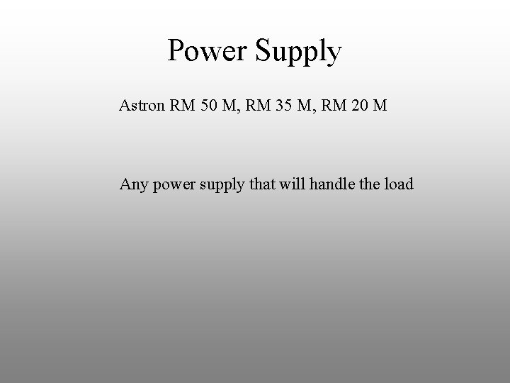 Power Supply Astron RM 50 M, RM 35 M, RM 20 M Any power