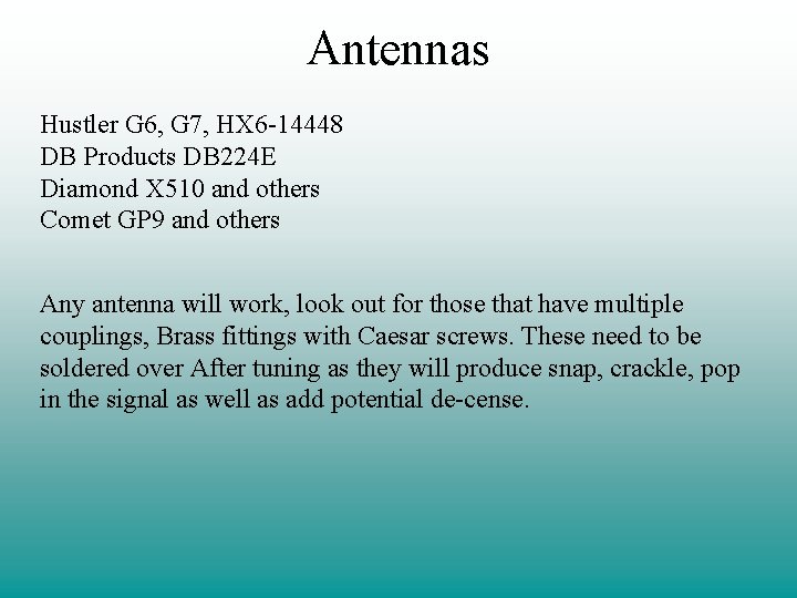 Antennas Hustler G 6, G 7, HX 6 -14448 DB Products DB 224 E