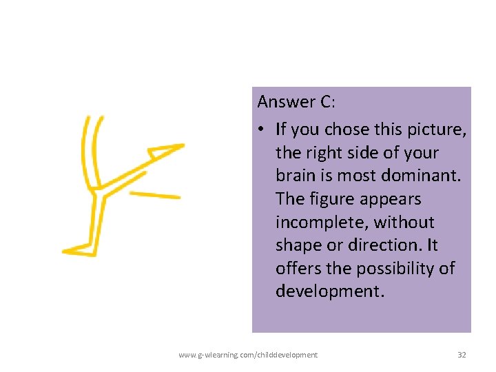 Answer C: • If you chose this picture, the right side of your brain Answer C: • If you chose this picture, the right side of your brain