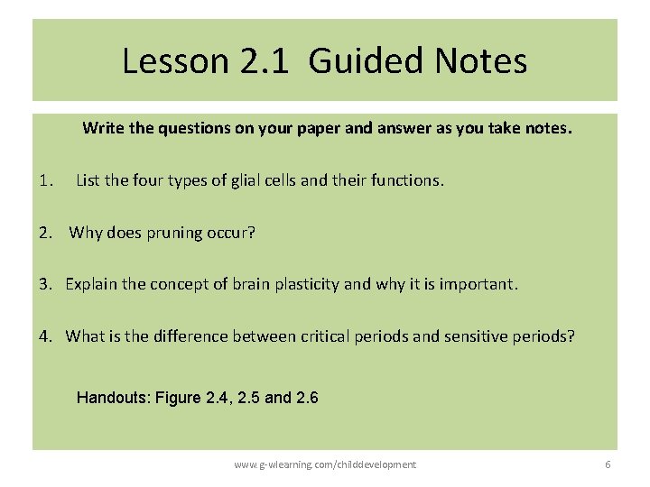 Lesson 2. 1 Guided Notes Write the questions on your paper and answer as Lesson 2. 1 Guided Notes Write the questions on your paper and answer as