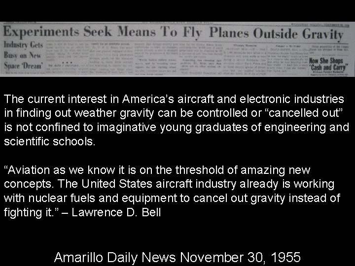 The current interest in America’s aircraft and electronic industries in finding out weather gravity The current interest in America’s aircraft and electronic industries in finding out weather gravity
