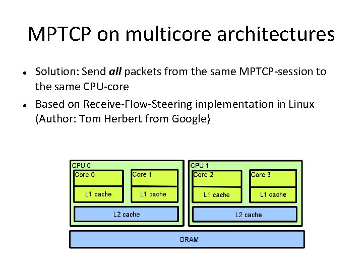MPTCP on multicore architectures Solution: Send all packets from the same MPTCP-session to the