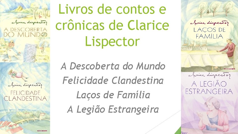 Livros de contos e crônicas de Clarice Lispector A Descoberta do Mundo Felicidade Clandestina