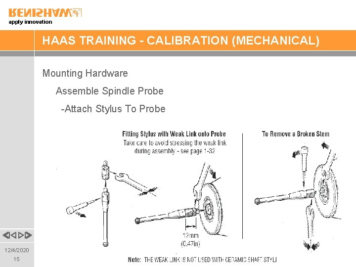 apply innovation HAAS TRAINING - CALIBRATION (MECHANICAL) Mounting Hardware Assemble Spindle Probe -Attach Stylus