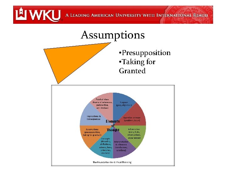 Assumptions • Presupposition • Taking for Granted 