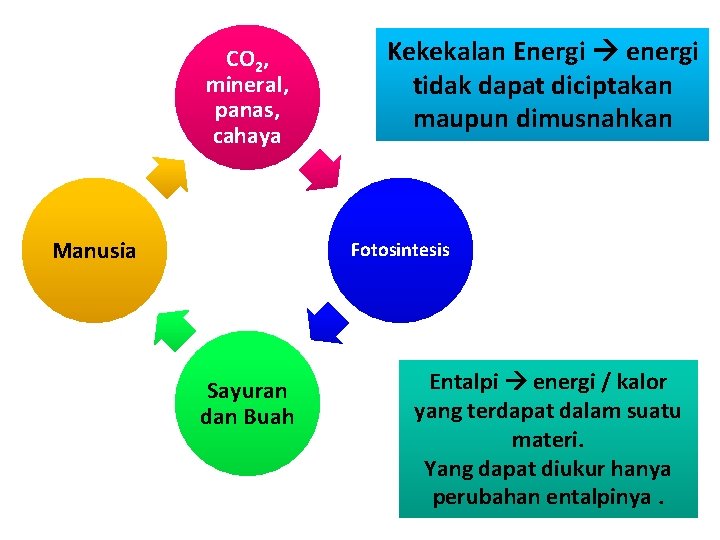 CO 2, mineral, panas, cahaya Manusia Kekekalan Energi energi tidak dapat diciptakan maupun dimusnahkan