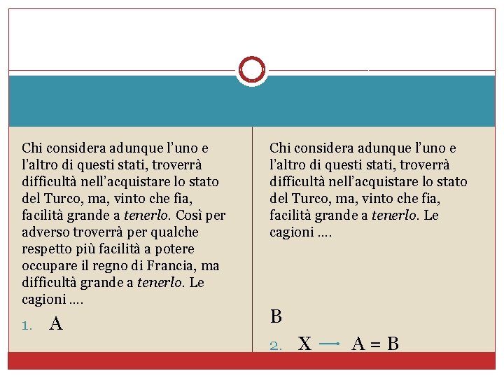 Chi considera adunque l’uno e l’altro di questi stati, troverrà difficultà nell’acquistare lo stato