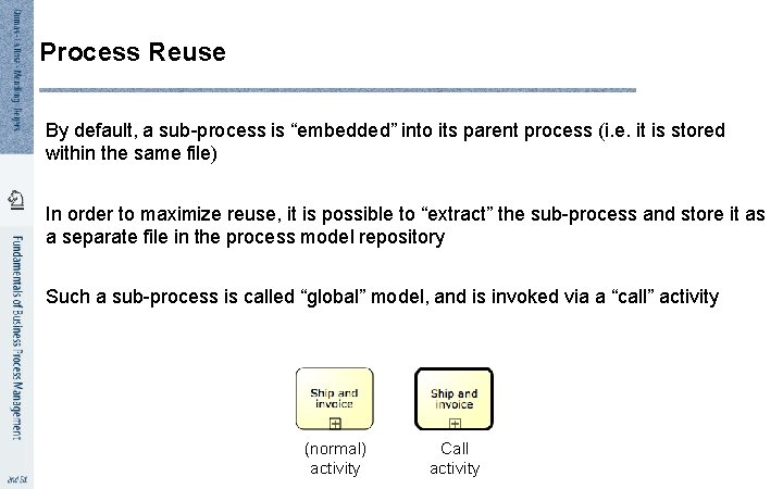 Process Reuse By default, a sub-process is “embedded” into its parent process (i. e.