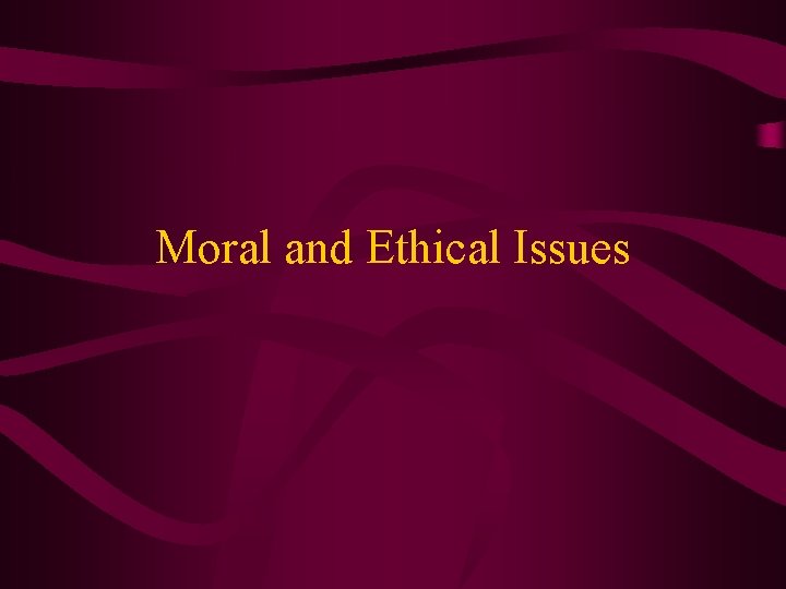 Moral and Ethical Issues 