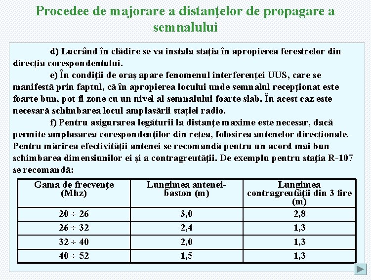 Procedee de majorare a distanţelor de propagare a semnalului d) Lucrând în clădire se