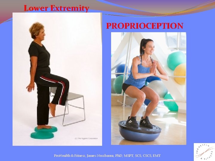 Lower Extremity PROPRIOCEPTION Pro. Health & Fitness, James Nussbaum, Ph. D, MSPT, SCS, CSCS,