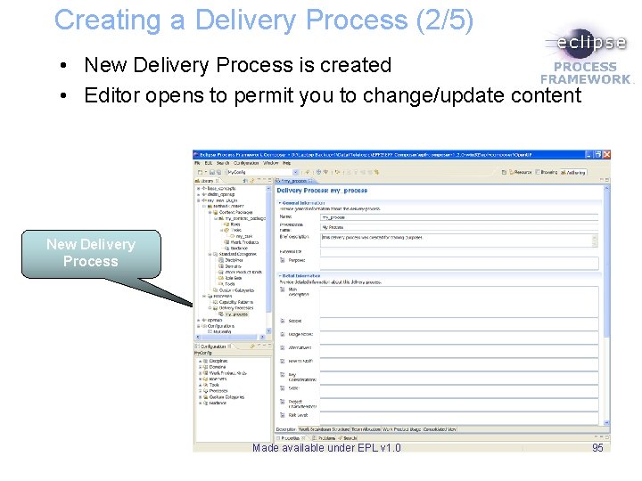 Creating a Delivery Process (2/5) • New Delivery Process is created • Editor opens Creating a Delivery Process (2/5) • New Delivery Process is created • Editor opens