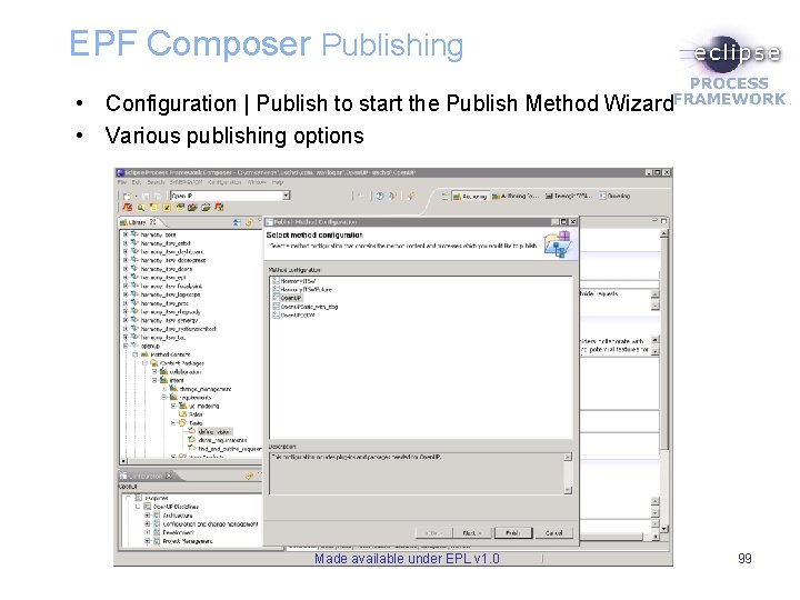 EPF Composer Publishing • Configuration | Publish to start the Publish Method Wizard • EPF Composer Publishing • Configuration | Publish to start the Publish Method Wizard •