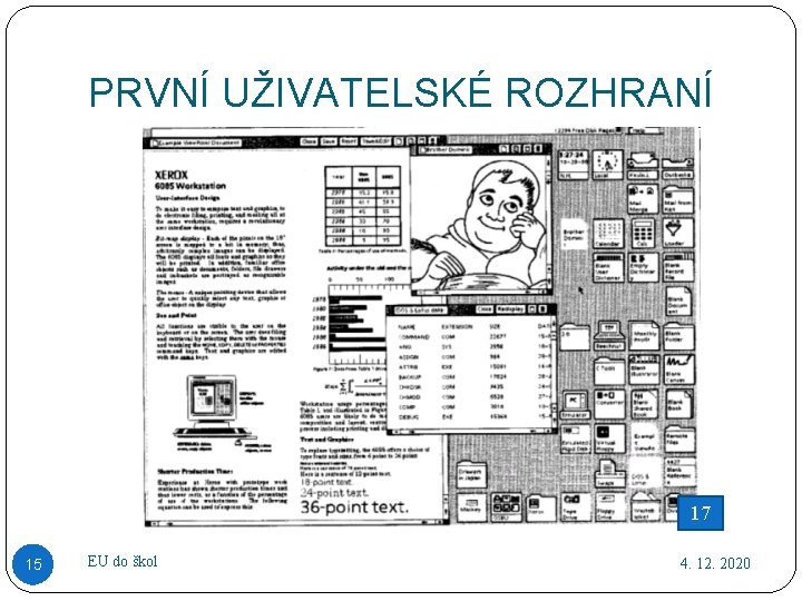 PRVNÍ UŽIVATELSKÉ ROZHRANÍ 17 15 EU do škol 4. 12. 2020 