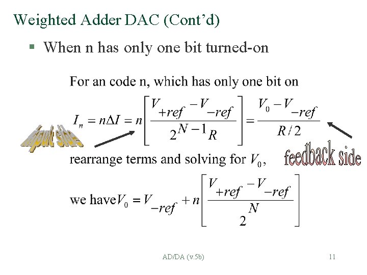 Weighted Adder DAC (Cont’d) § When n has only one bit turned-on AD/DA (v.