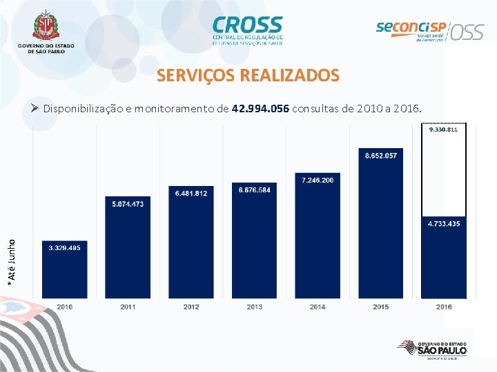 SERVIÇOS REALIZADOS Ø Disponibilização e monitoramento de 42. 994. 056 consultas de 2010 a