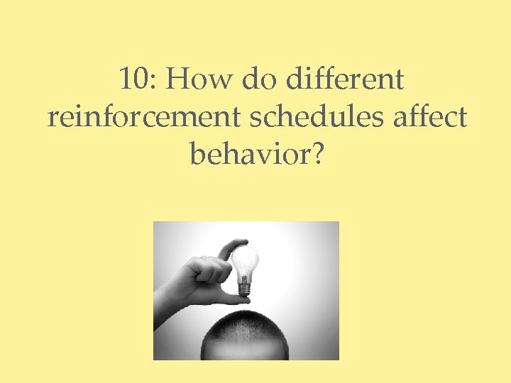 10: How do different reinforcement schedules affect behavior? 