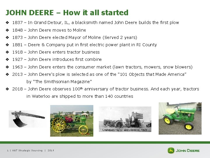 JOHN DEERE – How it all started v 1837 – In Grand Detour, IL,