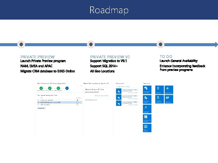 Roadmap PRIVATE PREVIEW V 2 TO DO 
