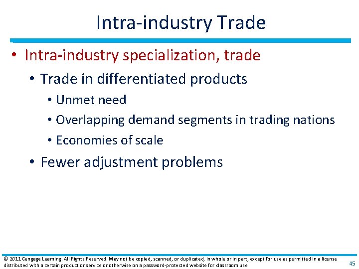 Intra‐industry Trade • Intra‐industry specialization, trade • Trade in differentiated products • Unmet need