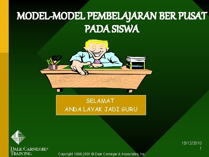 MODEL-MODEL PEMBELAJARAN BER PUSAT PADA SISWA SELAMAT ANDA LAYAK JADI GURU 15/12/2010 1 Copyright