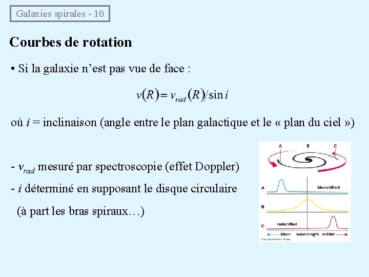  Galaxies spirales - 10 Courbes de rotation • Si la galaxie n’est pas