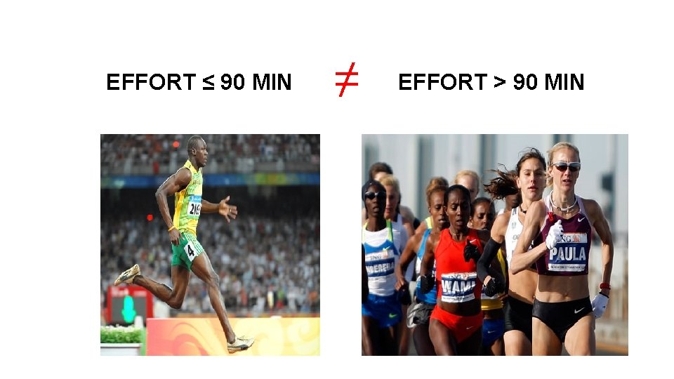 EFFORT ≤ 90 MIN ≠ EFFORT > 90 MIN 