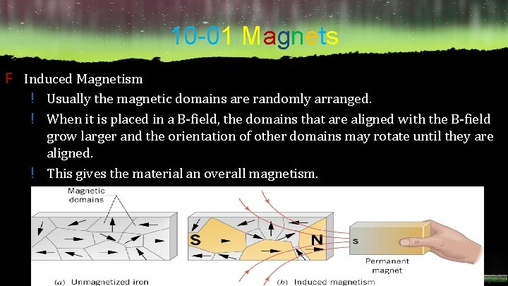 10 -01 Magnets F Induced Magnetism ! Usually the magnetic domains are randomly arranged.