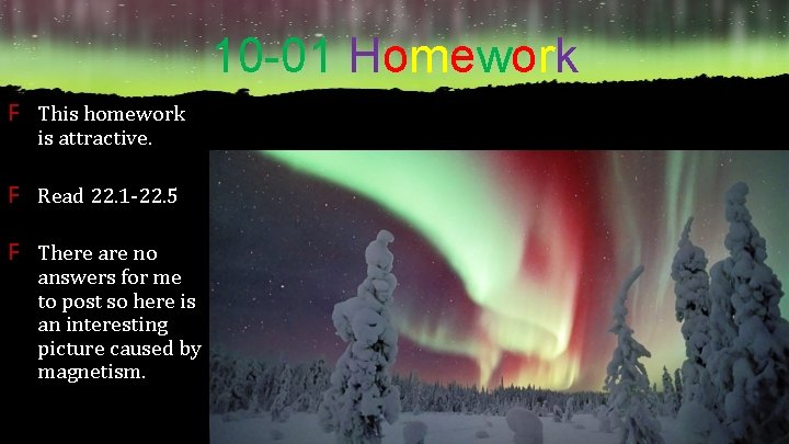 10 -01 Homework F This homework is attractive. F Read 22. 1 -22. 5