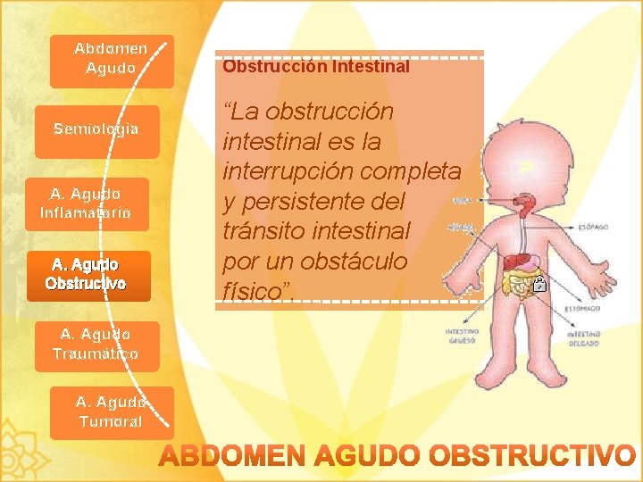 Abdomen Agudo Semiología A. Agudo Inflamatorio A. Agudo Obstructivo A. Agudo Traumático A. Agudo