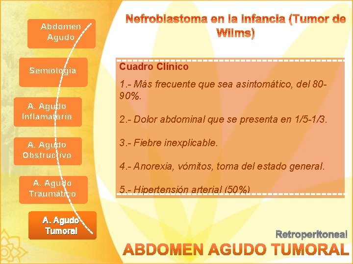 Abdomen Agudo Semiología Cuadro Clínico 1. - Más frecuente que sea asintomático, del 8090%.