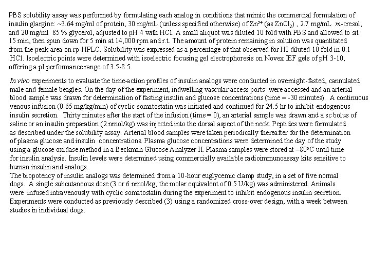 PBS solubility assay was performed by formulating each analog in conditions that mimic the
