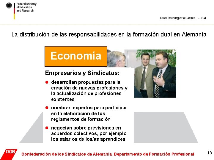 La distribución de las responsabilidades en la formación dual en Alemania Economía Empresarios y