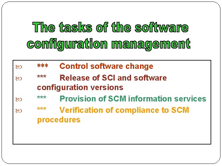  *** Control software change *** Release of SCI and software configuration versions ***