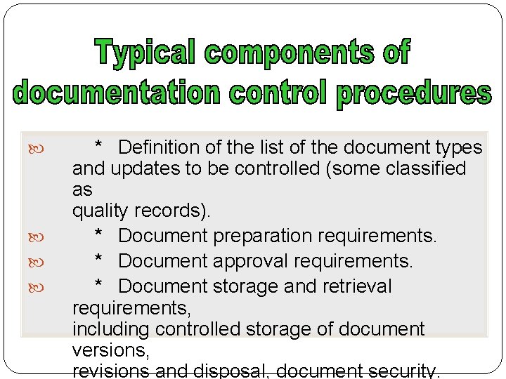  * Definition of the list of the document types and updates to be