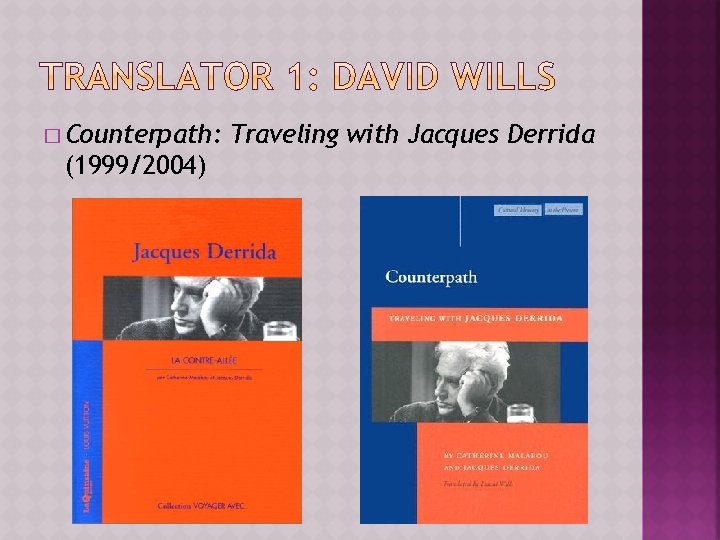 � Counterpath: (1999/2004) Traveling with Jacques Derrida 