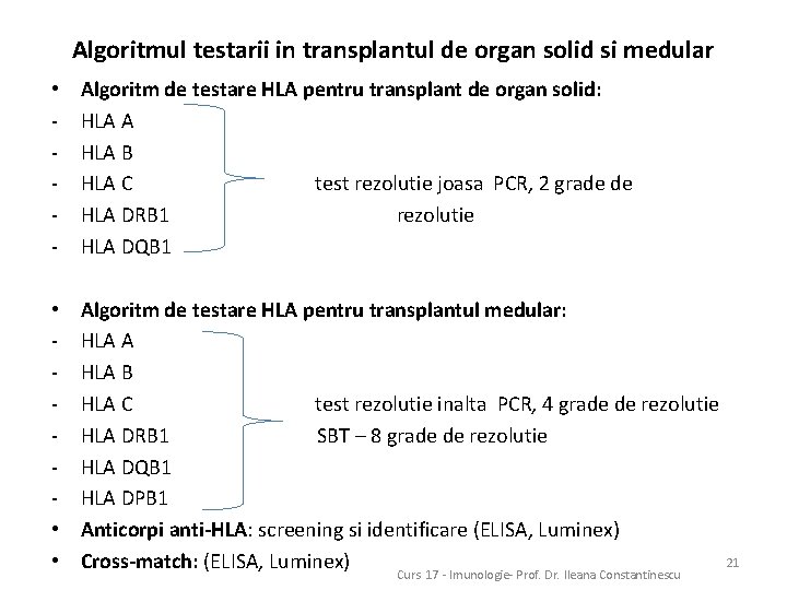Algoritmul testarii in transplantul de organ solid si medular • - Algoritm de testare
