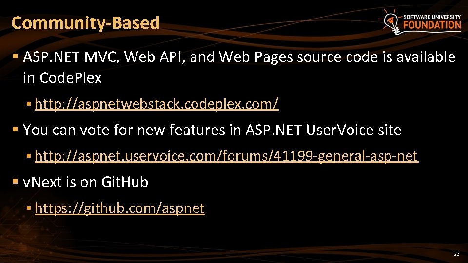 Community-Based § ASP. NET MVC, Web API, and Web Pages source code is available