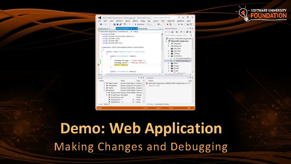 Demo: Web Application Making Changes and Debugging 