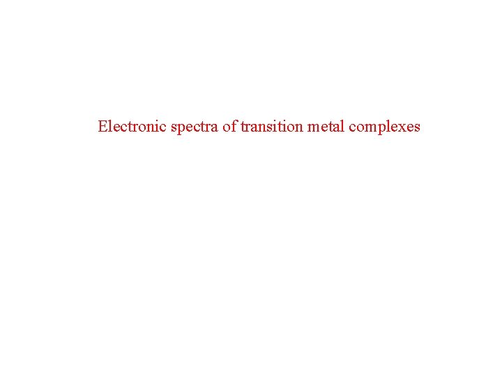 Electronic spectra of transition metal complexes 