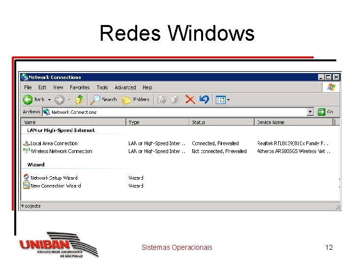 Redes Windows Sistemas Operacionais 12 