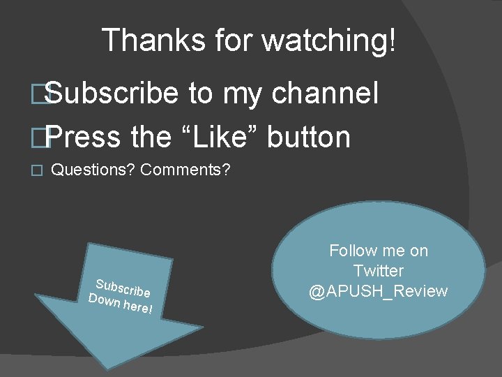 Thanks for watching! �Subscribe to my channel �Press the “Like” button � Questions? Comments? Thanks for watching! �Subscribe to my channel �Press the “Like” button � Questions? Comments?