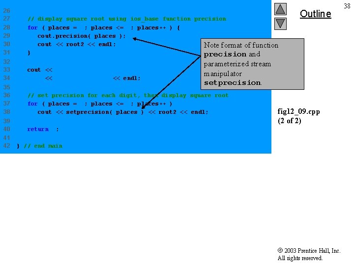 26 27 28 29 30 31 32 33 34 // display square root using