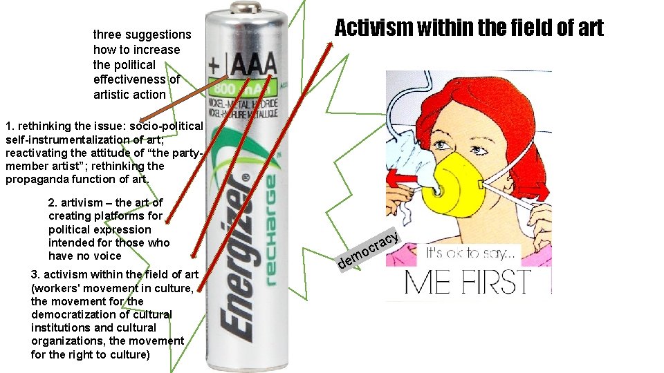 three suggestions how to increase the political effectiveness of artistic action Activism within the