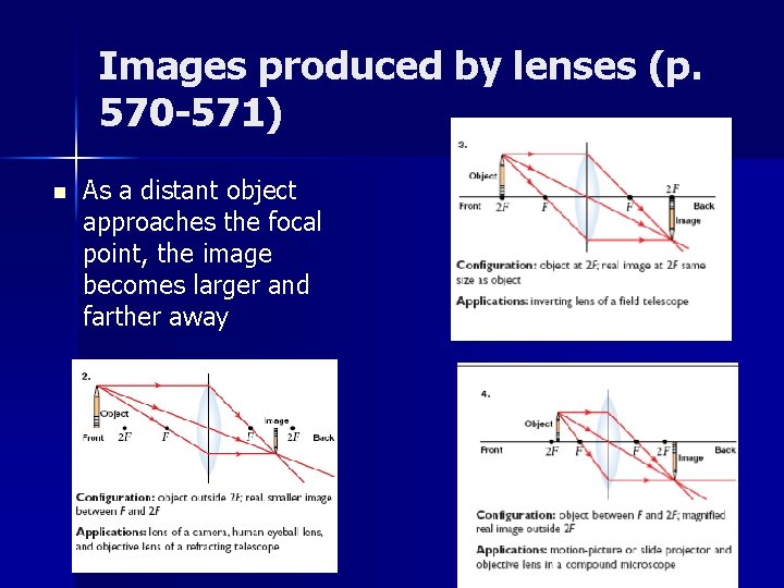Images produced by lenses (p. 570 -571) n As a distant object approaches the Images produced by lenses (p. 570 -571) n As a distant object approaches the