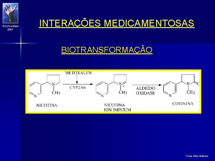 RIOPHARMA 2007 INTERAÇÕES MEDICAMENTOSAS BIOTRANSFORMAÇÃO Profa. Eline Matheus 