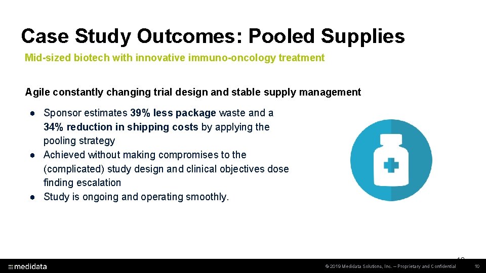 Case Study Outcomes: Pooled Supplies Mid-sized biotech with innovative immuno-oncology treatment Agile constantly changing