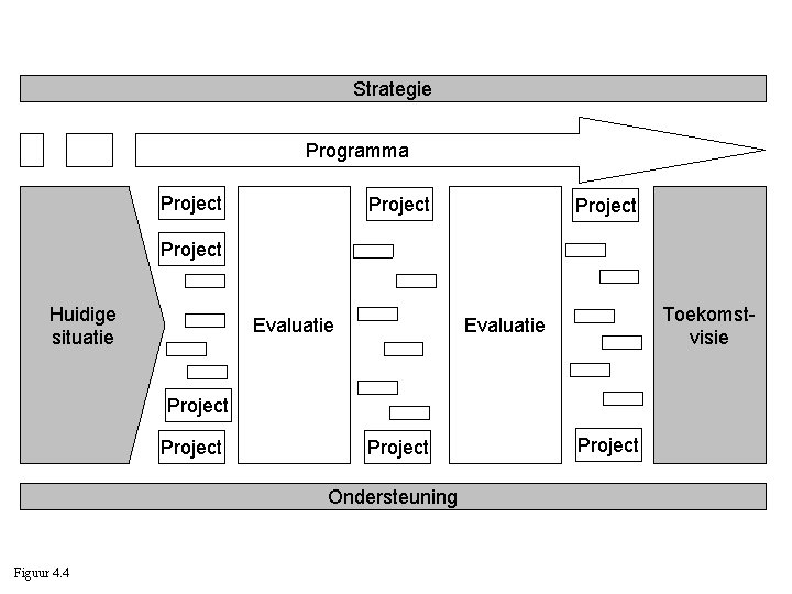 Strategie Programma Project Huidige situatie Evaluatie Toekomstvisie Evaluatie Project Ondersteuning Figuur 4. 4 Project