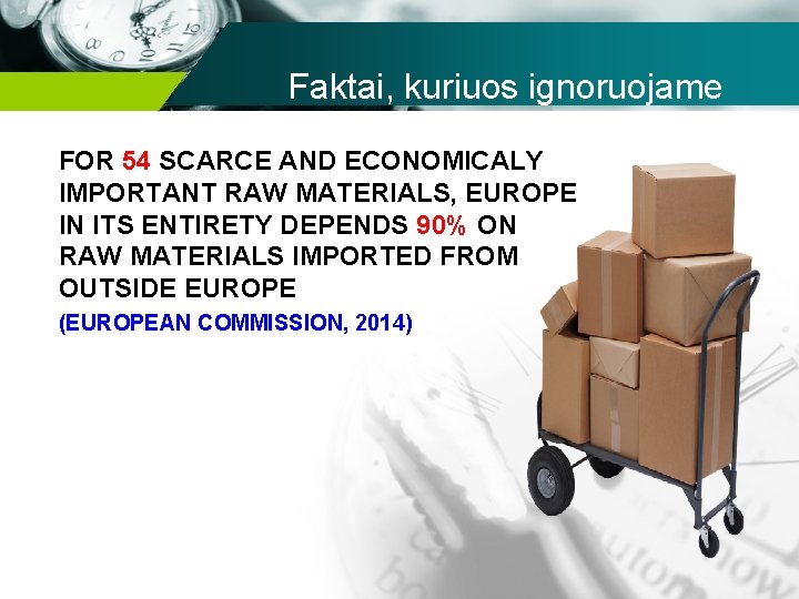 Faktai, kuriuos ignoruojame FOR 54 SCARCE AND ECONOMICALY IMPORTANT RAW MATERIALS, EUROPE IN ITS