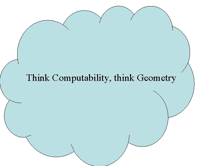 Think Computability, think Geometry 